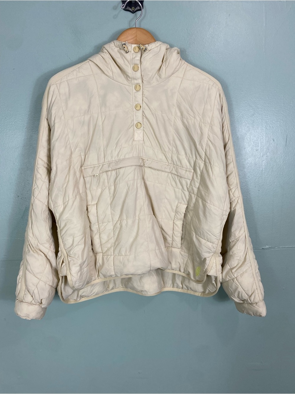 Free People Movement Pippa Quilted Pullover Hoodie Yellow Small